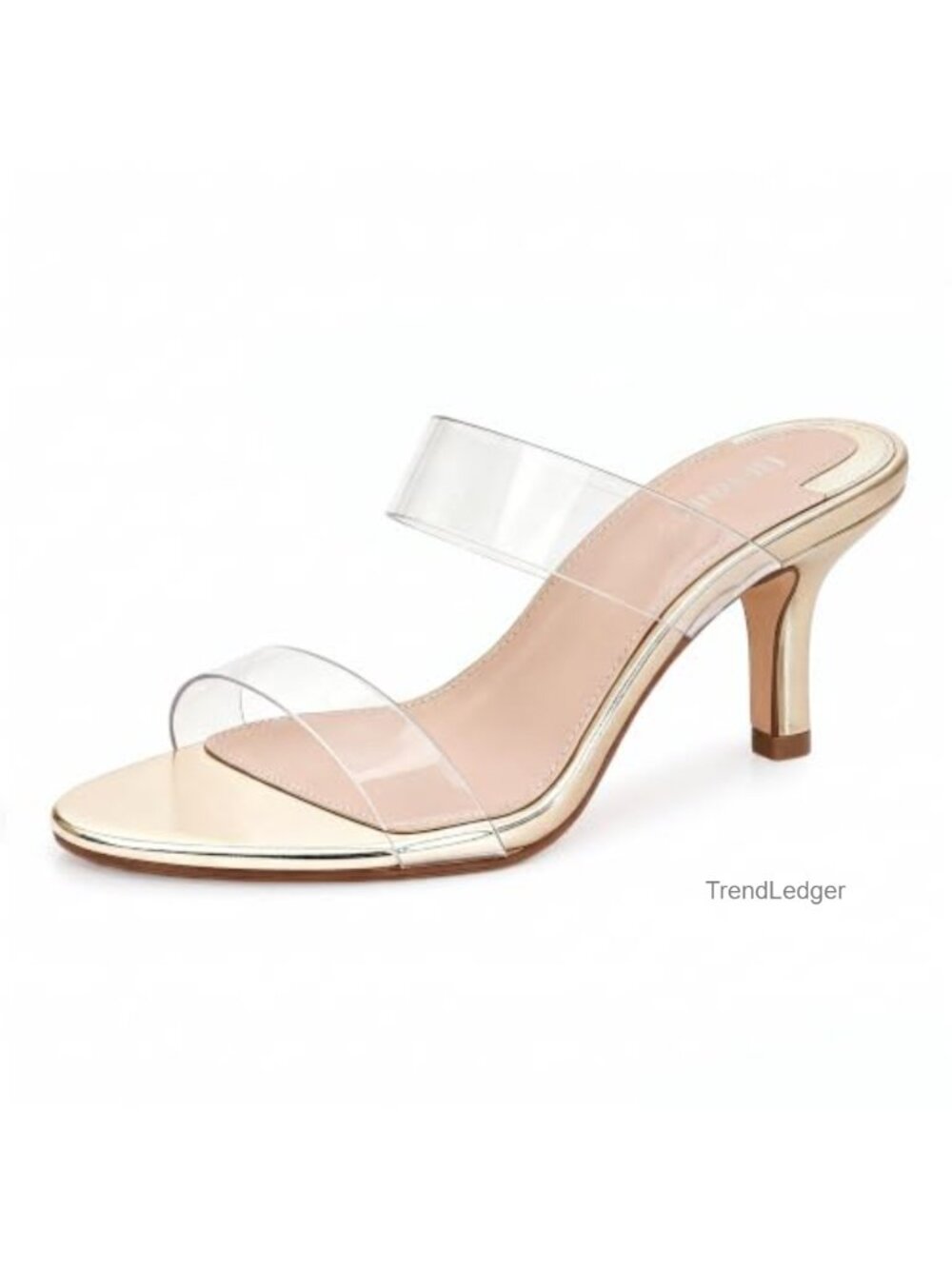 Clear Strappy Mule Sandals 2 Inch Kitten Heel Open Toe Slip On Dress Shoes